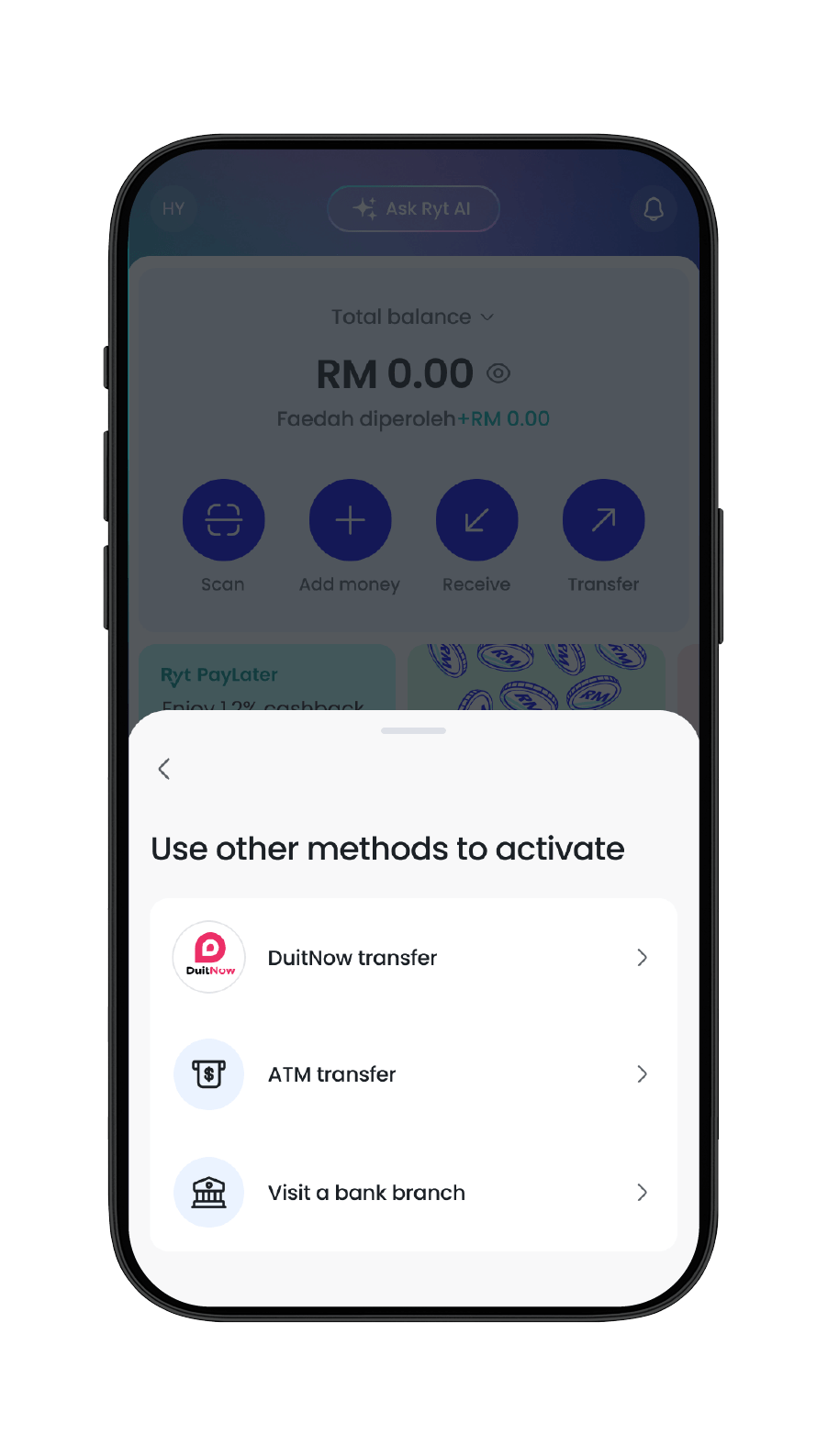 Select “Use another method” if you prefer not to use online banking.