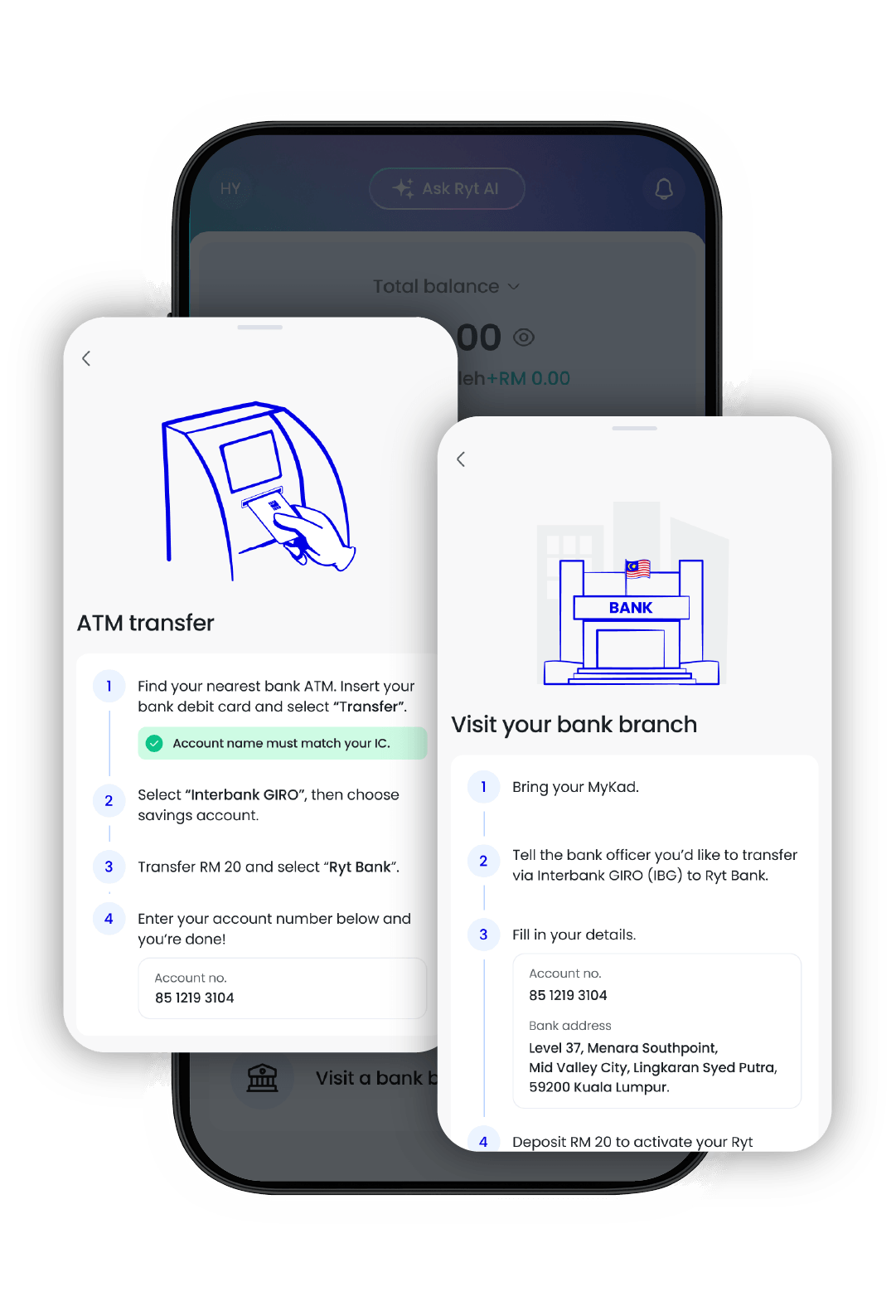 Choose either “ATM transfer” or “Visit a bank branch.”